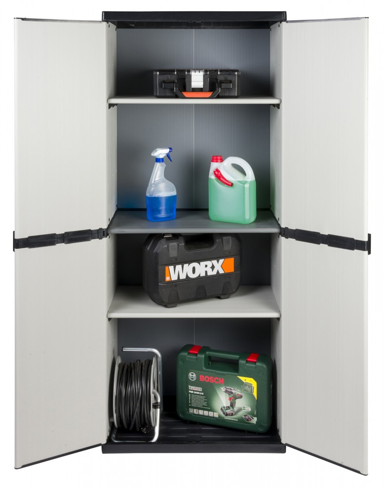 XXL Haushaltsschrank Gartenschrank Schrank Kunststoffschrank 3 Türen