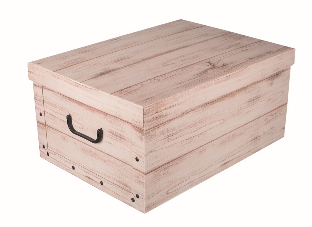 Dekokarton Karton Geschenkbox Wäschebox Box Schachtel Holzoptik - WHITE