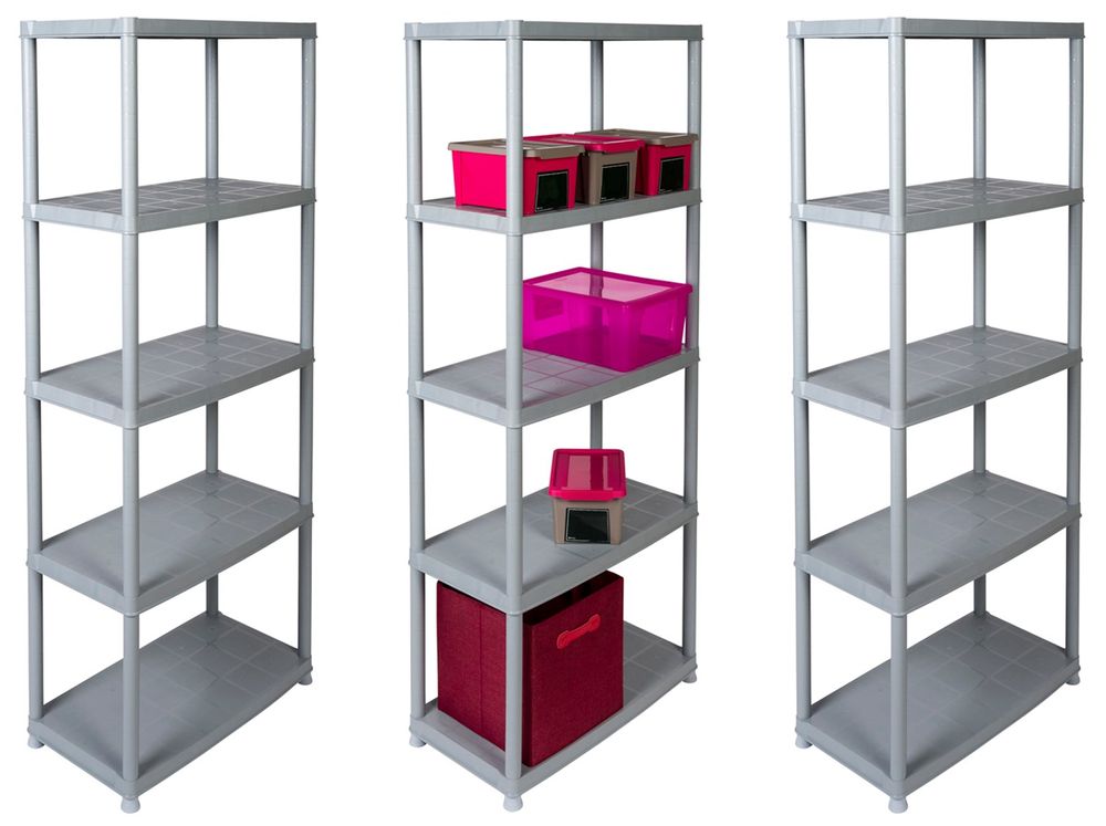 GarPet Steckregal 5 Böden 80x40x176cm - Kunststoff Regal Für Keller & Vorratsraum