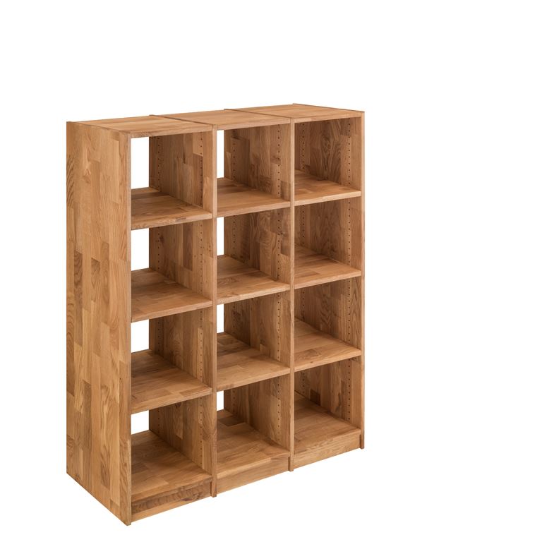 Regal Bücherregal Standregal 12 Fächer Büroregal Wildeiche massiv