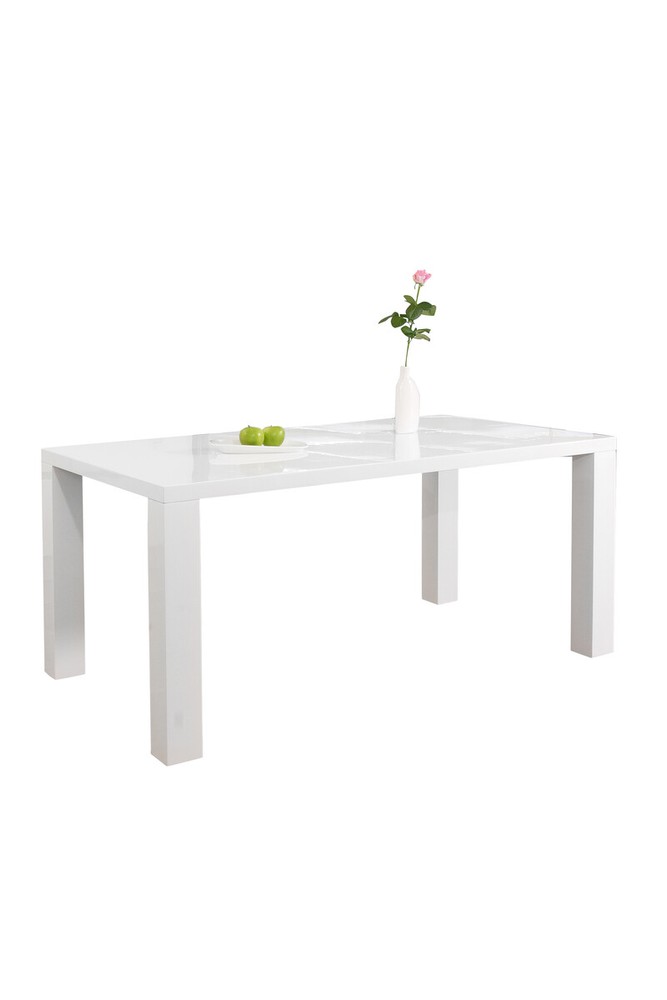 Essgruppe 5-tlg. 160 x 90 cm Tisch aus MDF Weiß + 4 Stühle aus Polyurethan  Weiß | Natur24
