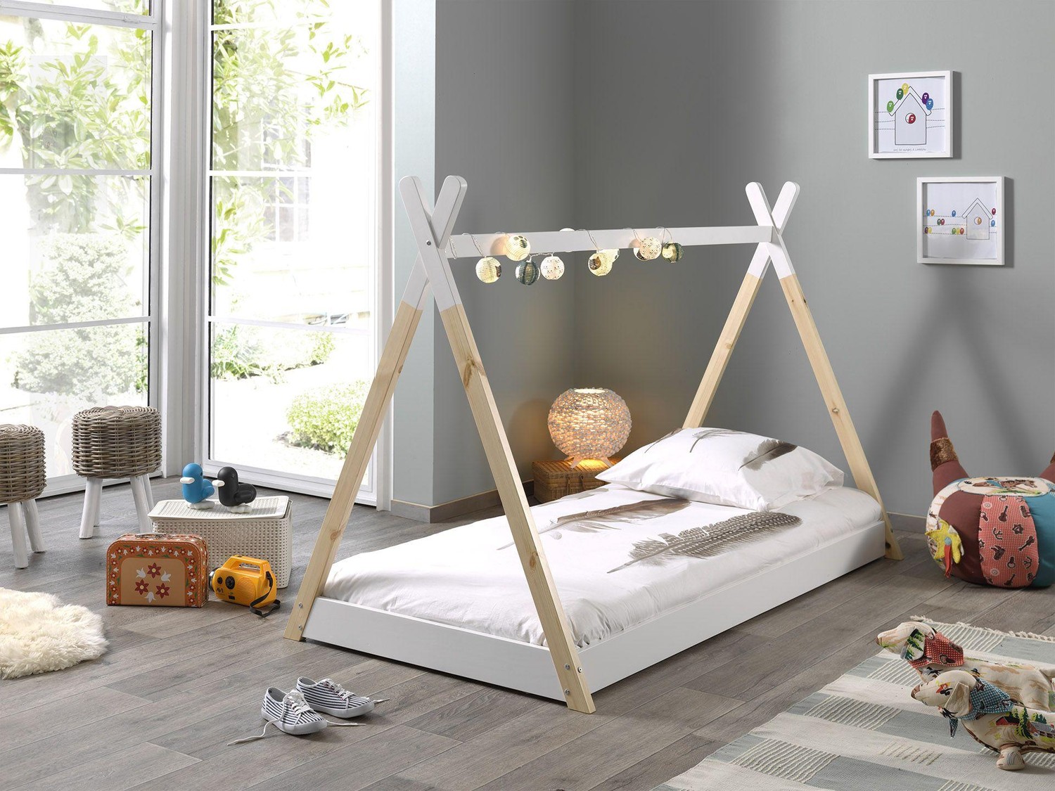 Zelt Bett mit Matratze und Rolllattenrost aus Kiefer in Wei | eBay.de