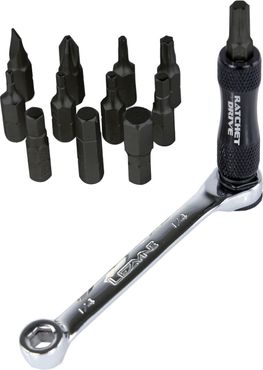 Lezyne Werkzeug Ratchet Kit mit Tasche, schwarz/Nickel