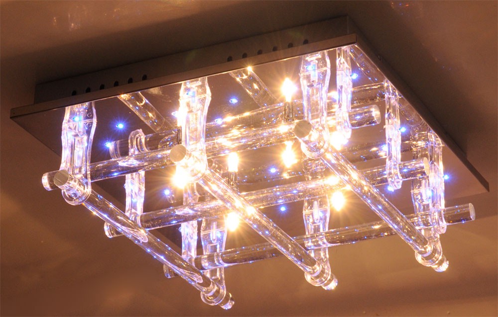 Deckenlampe mit Effektbeleuchtung in blau und Fernbedienung – Bild 6