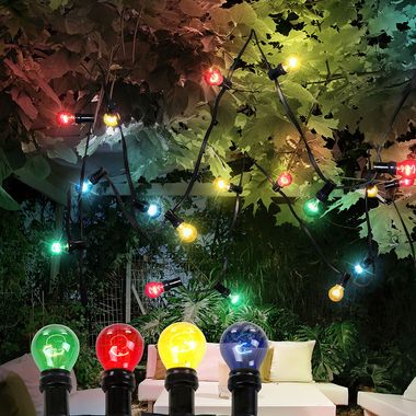 Outdoor chain of lights with colorful bulbs, 6 meters NIRVANA