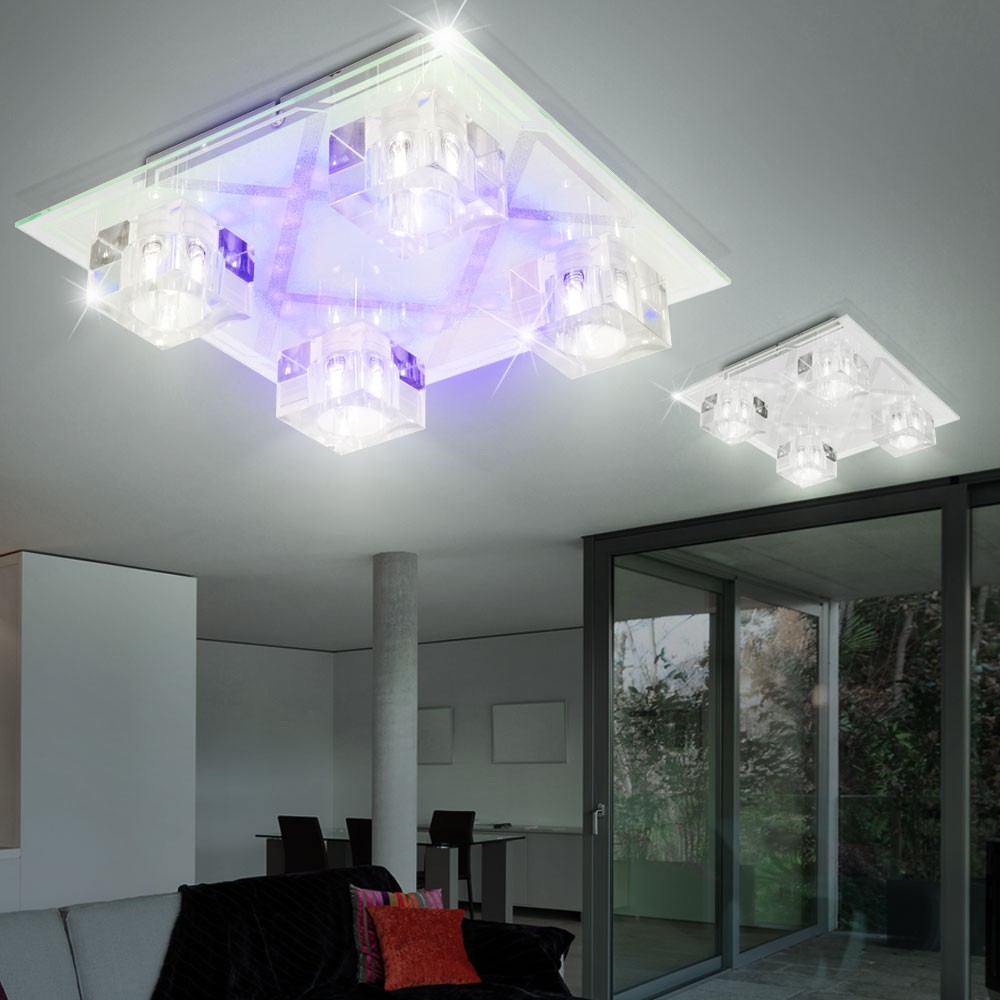 Deckenleuchte in transparent mit Glas und Chrom – Bild 2