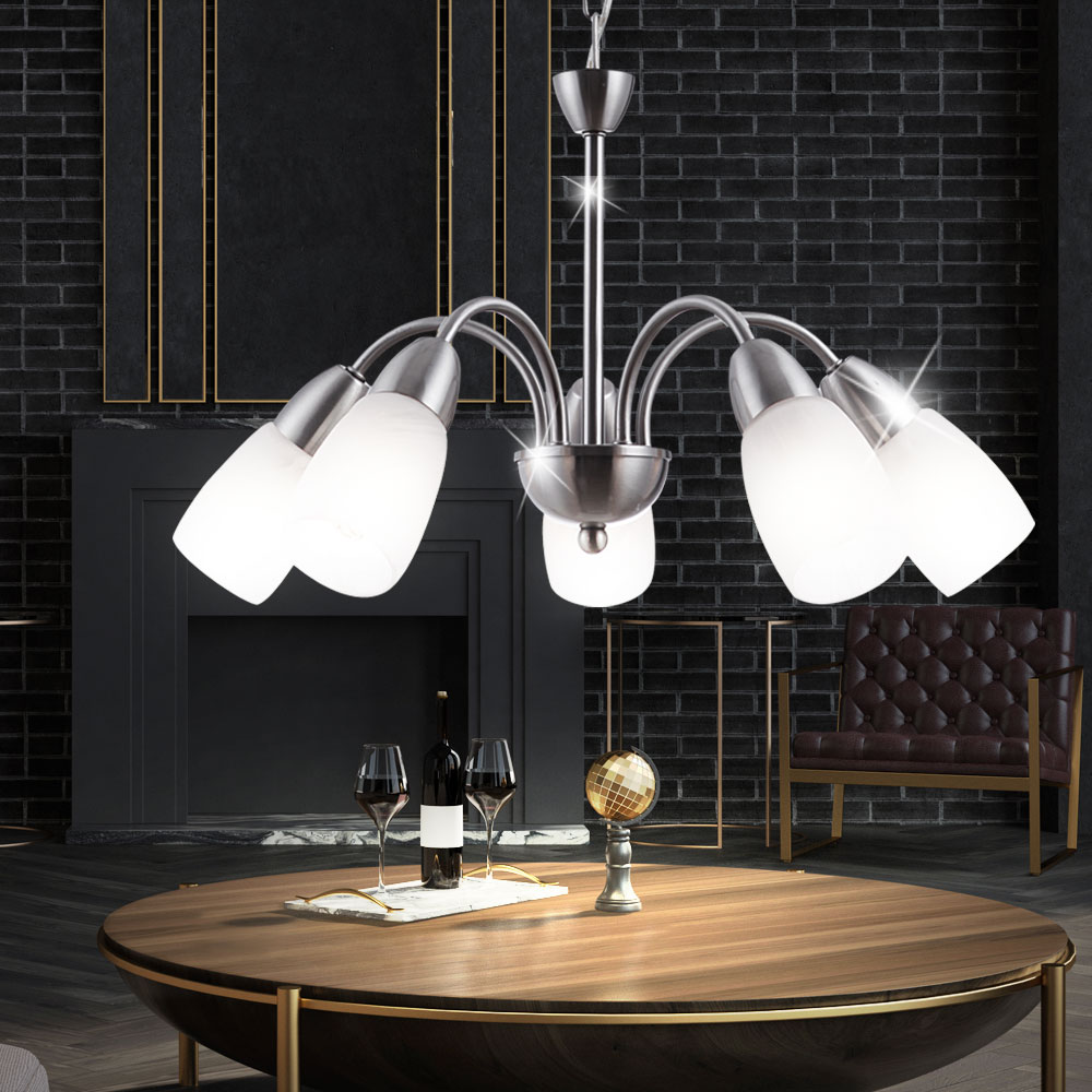 Deckenlampe 5-flammig mit Milchglas Alabaster Optik weiß PUMILA – Bild 4