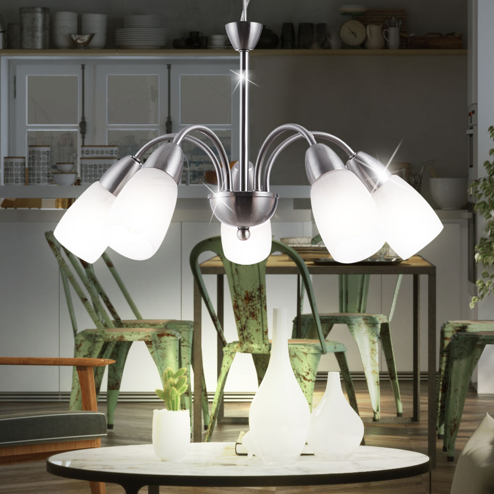 Deckenlampe 5-flammig mit Milchglas Alabaster Optik weiß PUMILA – Bild 6