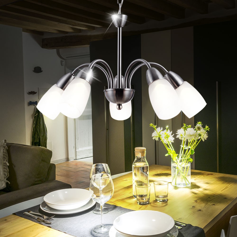 Deckenlampe 5-flammig mit Milchglas Alabaster Optik weiß PUMILA – Bild 5