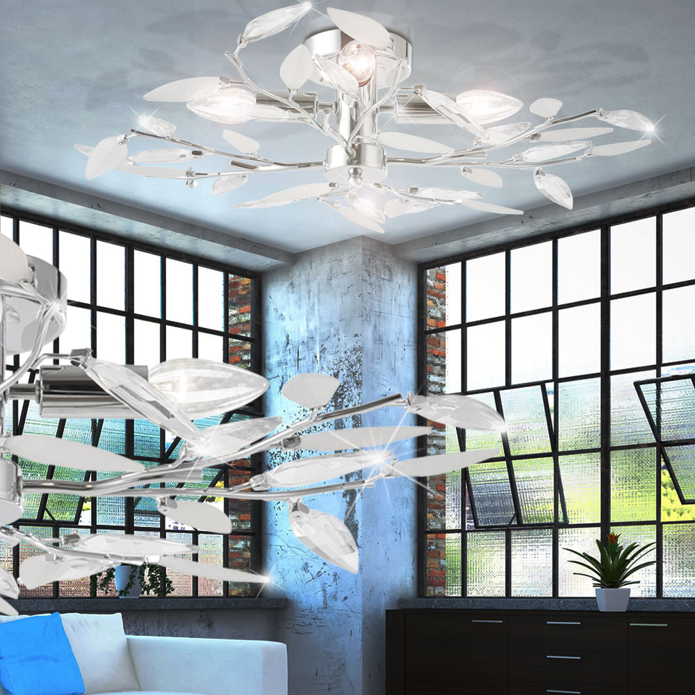 Deckenlampe aus Chrom mit Astwerk und Glasblättern VIDA – Bild 6
