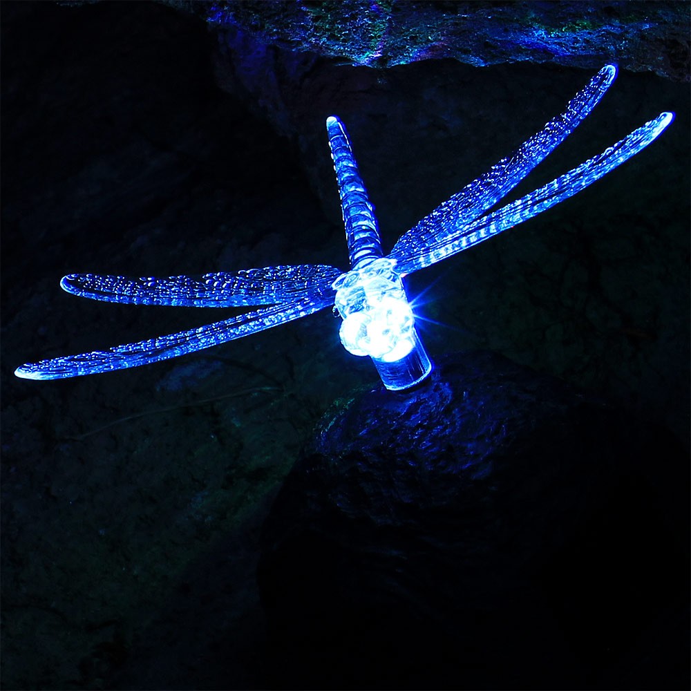 Solar Außenleuchte mit LED-Farbwechsler Stein mit Libelle – Bild 6