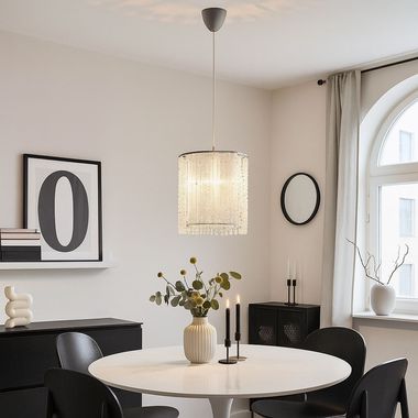 Pendant light, crystal pendant, textile, D 22.5 cm