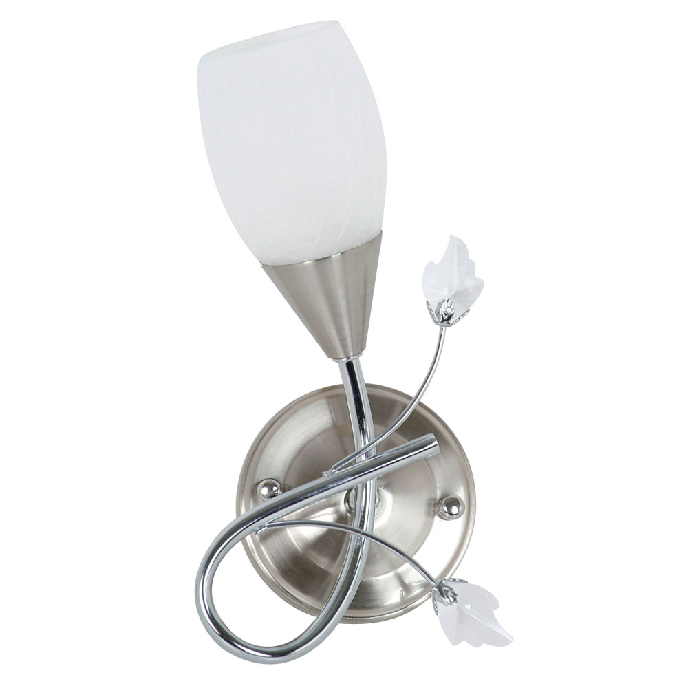 Wandlampe Blüten Design Chrom Glas Leuchte Wohn Schlaf Zimmer