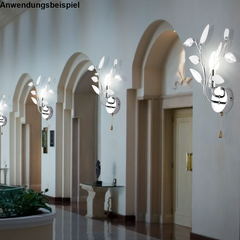 Wandlampe Blumendesign Blätter Flurlampe Wohnzimmer Leselampe Chrom