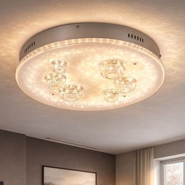 Deckenleuchte, Fernbedienung, Stufenschalter, Chrom