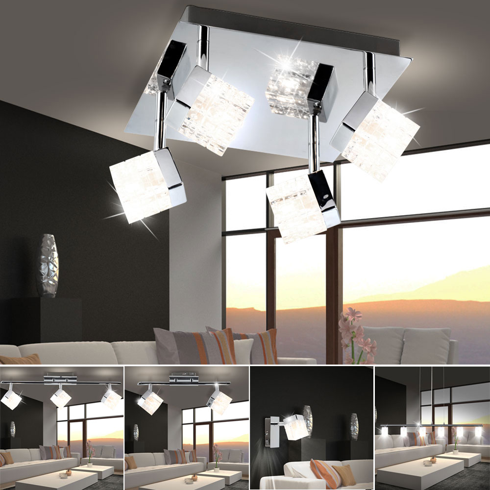 LED Wand Spot Lampe Glas klar Chrom Beleuchtung Flur Diele Leuchte Big.Light