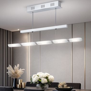 LED Hängeleuchte, Alu Stahl, Glas, Höhenverstellbar, L 89 cm