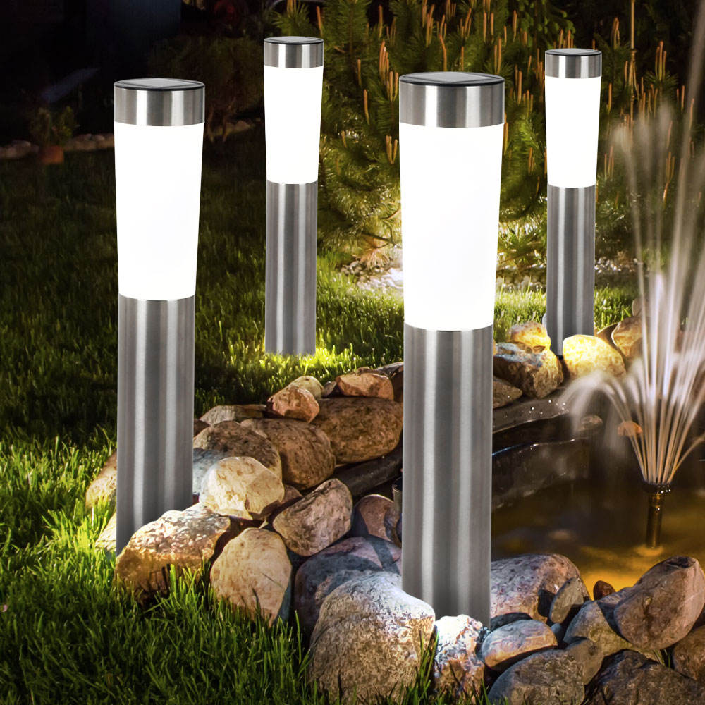 Pack] Lot de 2 lampes solaires LED enfichables sur pied éclairage extérieur  spots piliers lampes