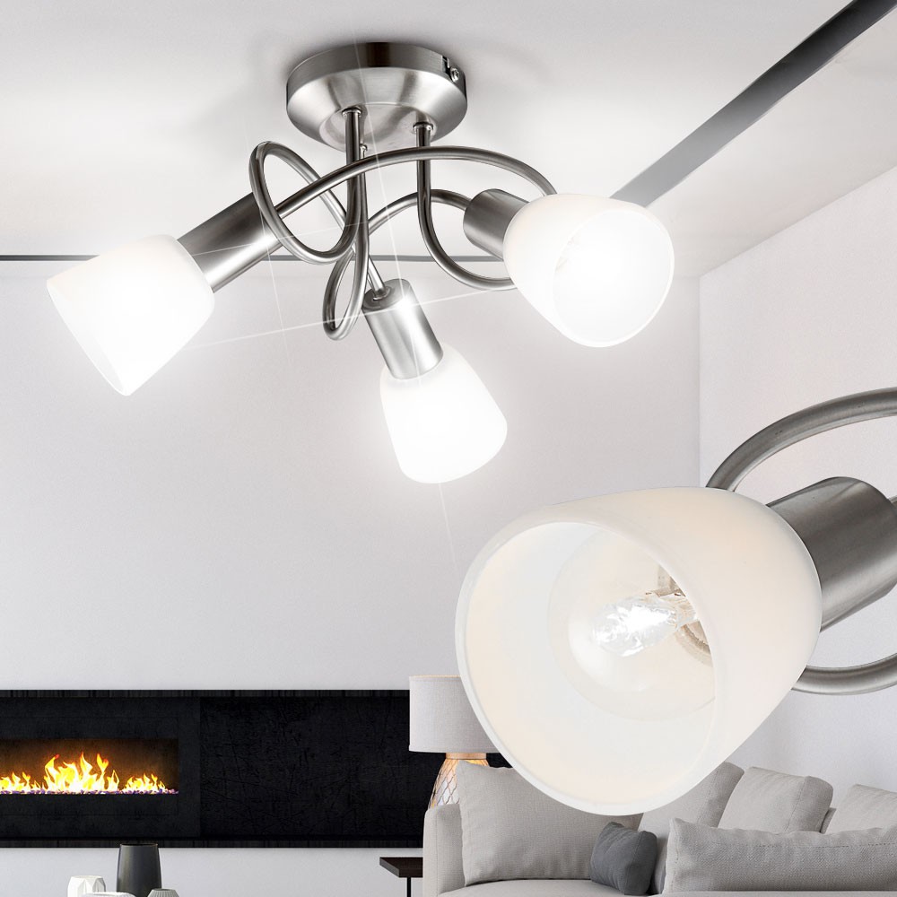 Deckenlicht Esszimmer 3-flammig Chrom Glas Beleuchtung Lampe Wohnzimmer Licht