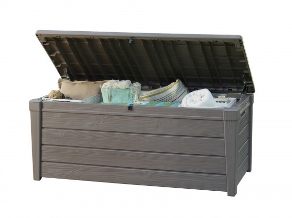 Garten Auflage Truhe Kiste Box Holzoptik Kunststoff Gartenkiste