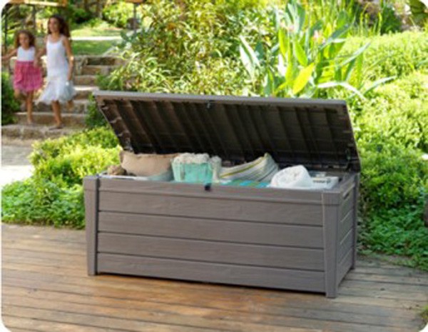 Garten Auflage Truhe Kiste Box Holzoptik Kunststoff Gartenkiste