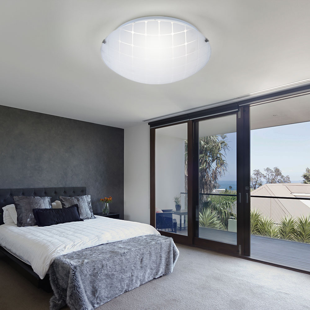 Ceiling lamp ceiling light living room light hallway lamp bedroom lamp chrome glass opal LED 8W 600Lm warm white DxH 25x7.5cm ETC Shop lamps furniture technology household. All from one source