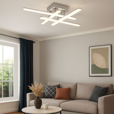 LED plafondlamp, metaal chroom, warm wit, L55cm