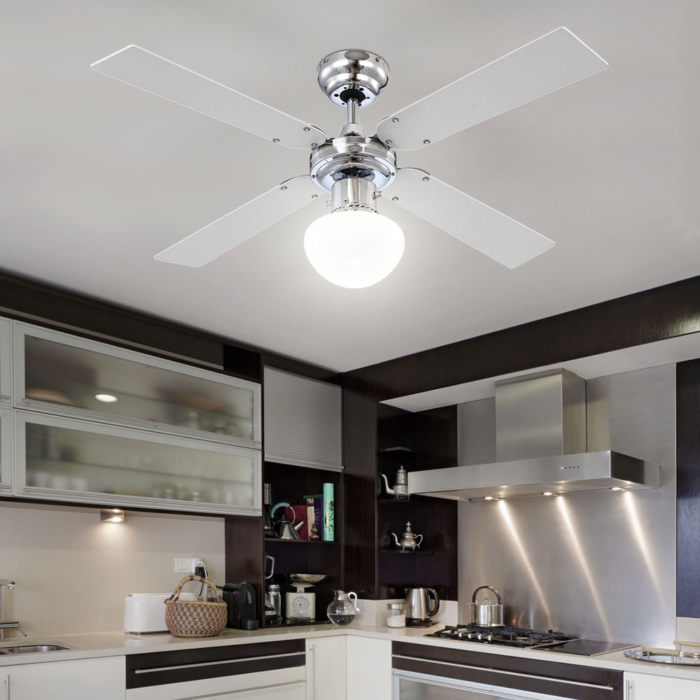 LED Decken Ventilator Lampe Zugschalter Flur Wohn Ess Schlaf Zimmer