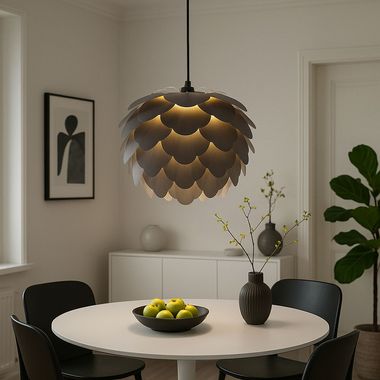 Lampa wisząca, wzór liści, antracyt, 42 cm, FILETTA