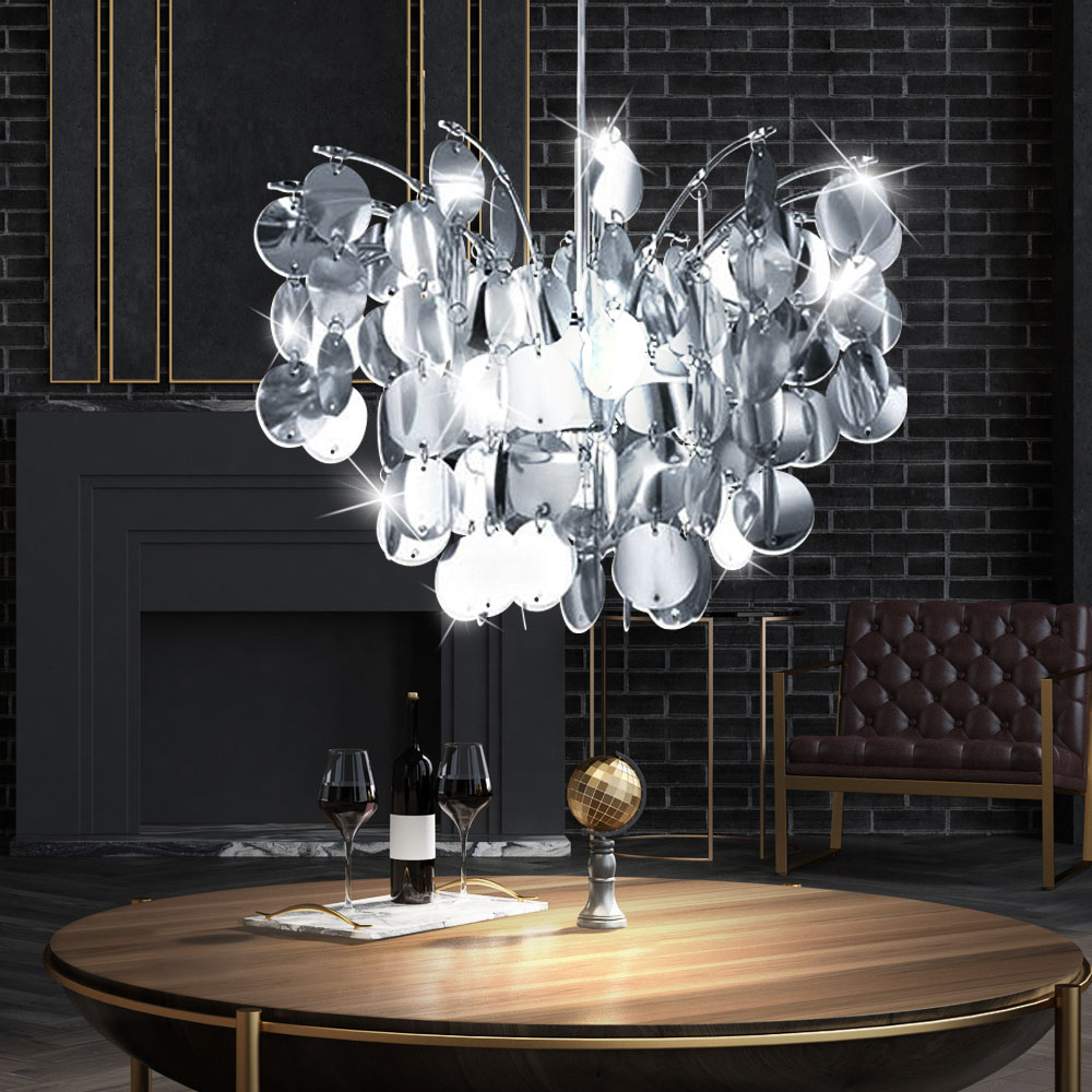 DESIGN Decken Kronleuchter Hänge Lampe Beleuchtung Chrom Behang Lüster