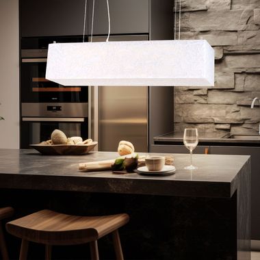 Suspension LED, aspect marbre, argent, L 70 cm