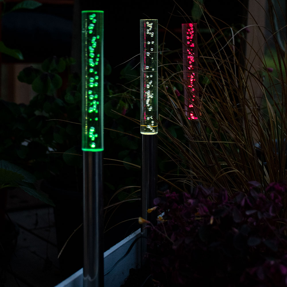 7er Set RGB LED Solar Steck Leuchten Garten Weg Außen Beleuchtung Veranda  Strahler Stein Steh Lampen