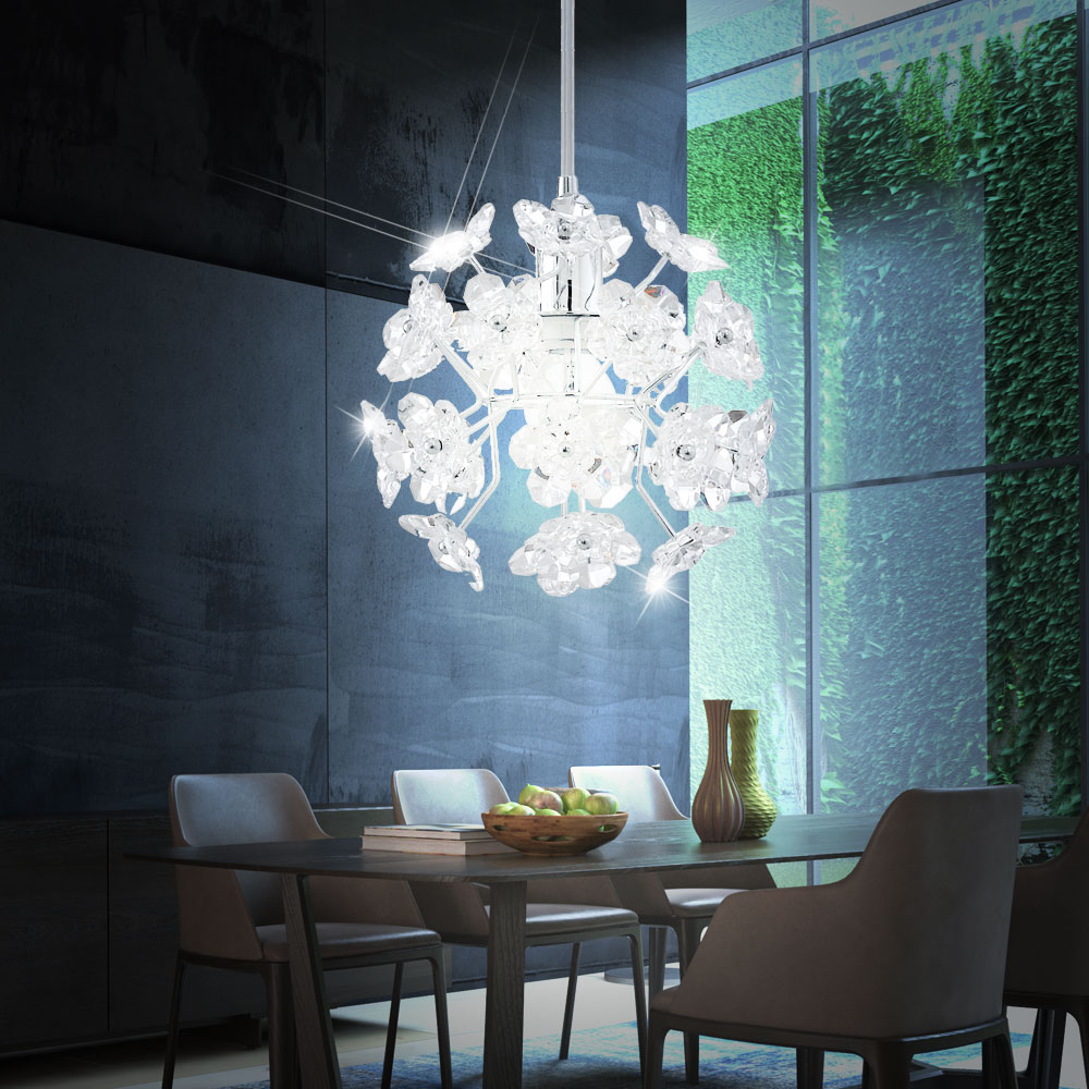 Lampe Licht Decke HxØ 1100x200mm Chrom klar IP20 E14 Esszimmer Diele