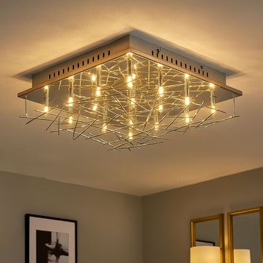 Plafoniera, cromo, design a stelo, LxL 37x37 cm