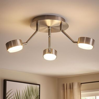 Ceiling light in silver with 3 movable arms