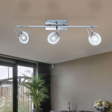 LED Deckenleuchte, chrom, bewegliche Spots, L 66 cm