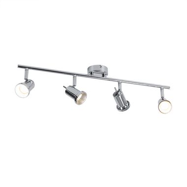 Plafonnier LED, chrome, spots orientables, L 63 cm