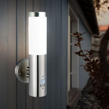 Wall lamp, stainless steel, motion detector, H 36 cm