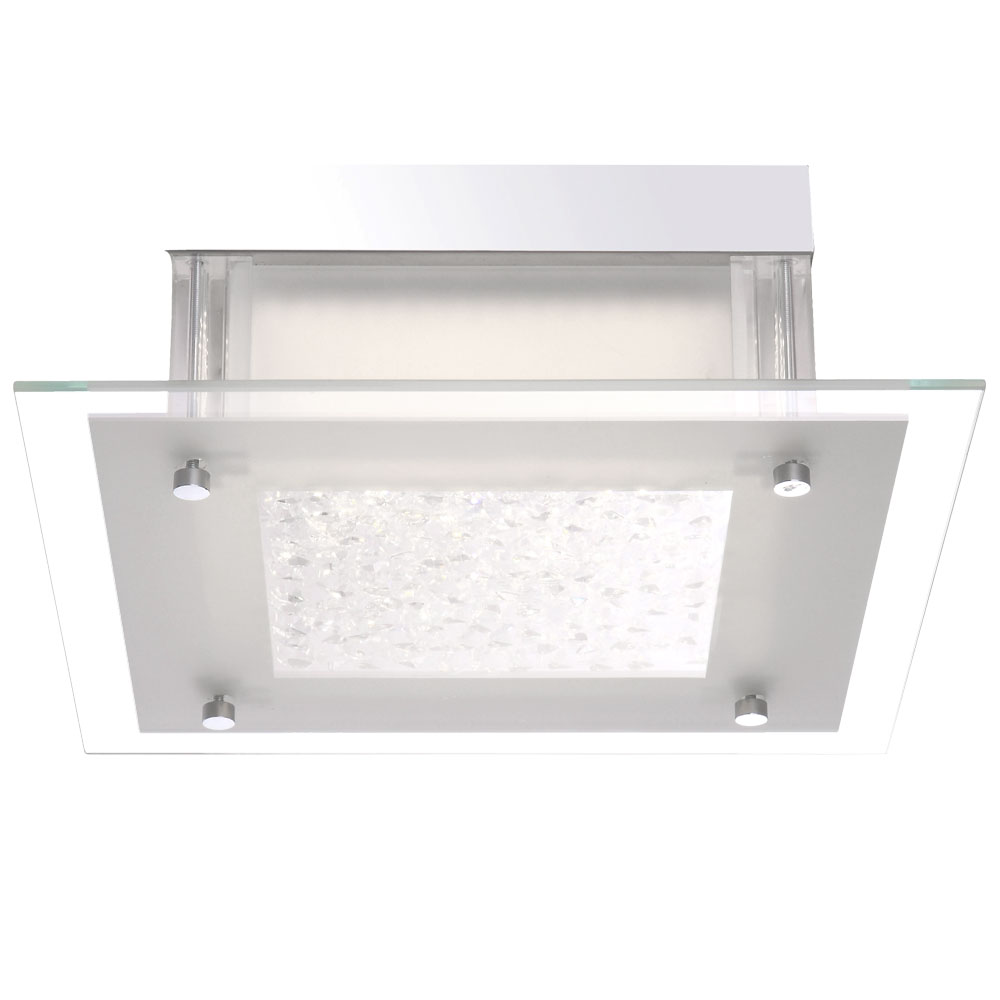 LED Deckenleuchte, Chrom, Kristalle, satiniert, LEAH | MeineLampe