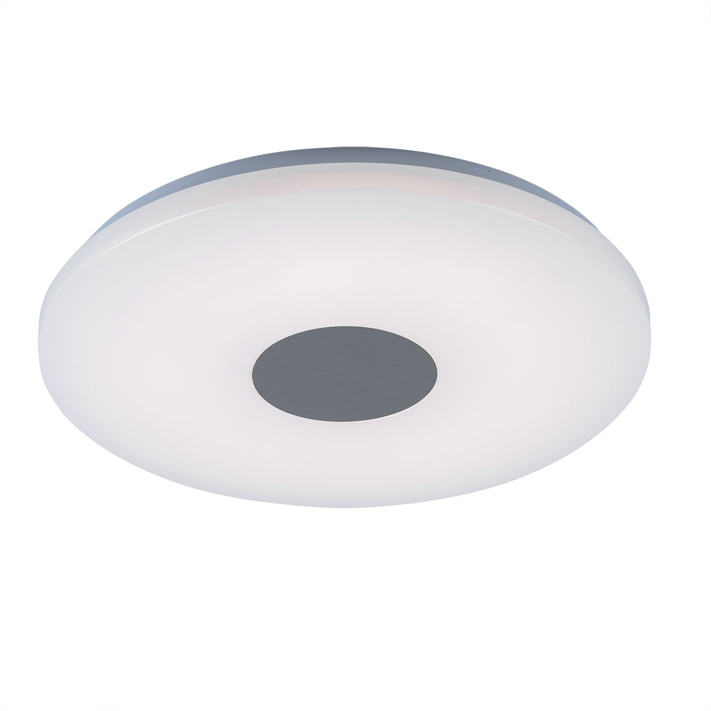Wohnzimmer ETC Deckenlampe Chrom Acrylschirm, lm 37,5 LED in Deckenleuchten runder 1260 1x LED Shop Deckenleuchte mit warmweiß, Form, cm 18W |