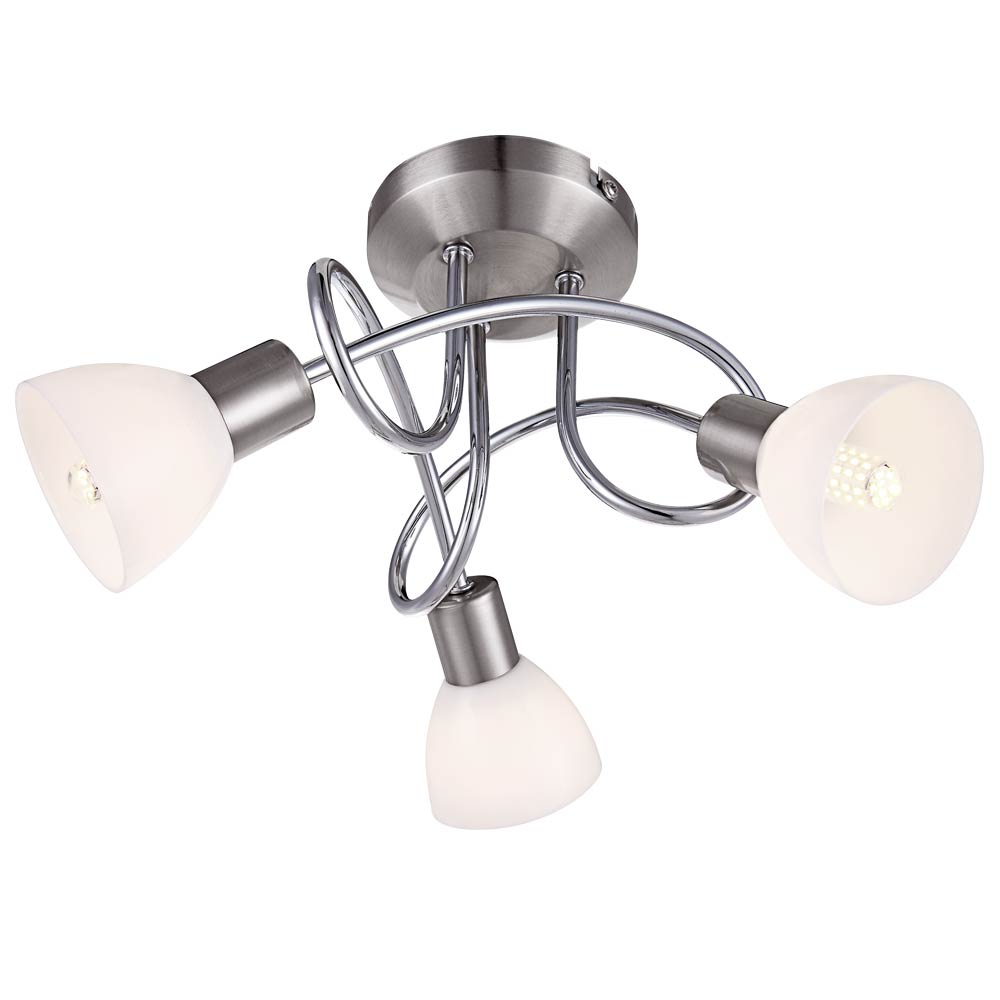 Chrom Metallkopf Acryl Deko Deckenlicht//-leuchte Halogen Schienenlampe 4-Flg