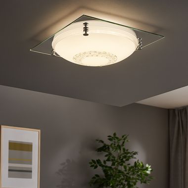 LED Deckenlampe, Kristalle, Chrom, klar, D 31,5 cm