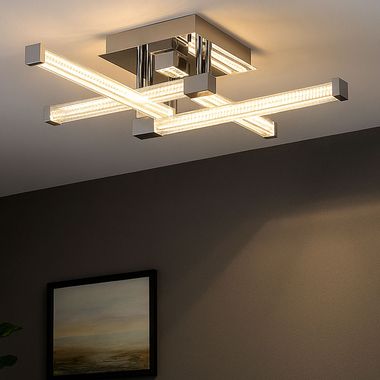 LED plafondlamp, helder glas, chroom, L 69,2 cm