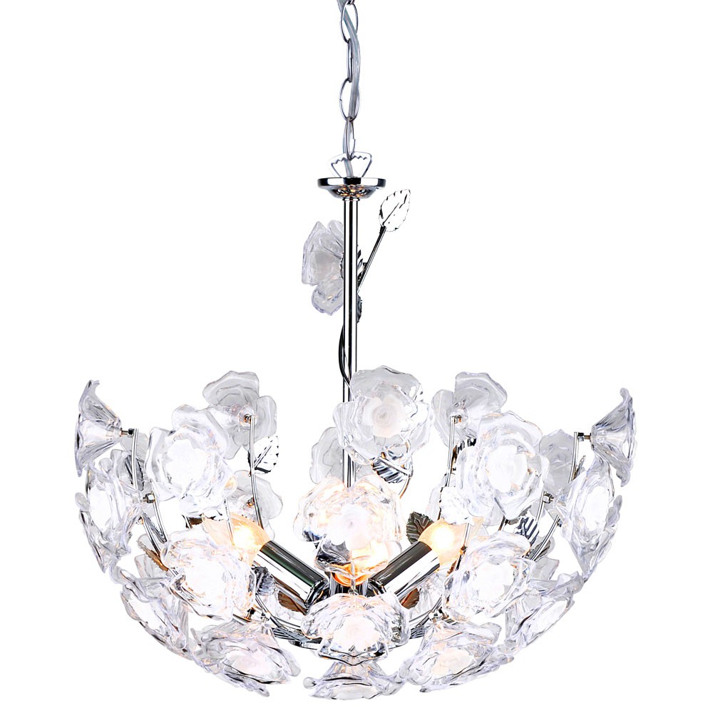 Glas Blüten Hänge Leuchte Ess Tisch Beleuchtung floral Rosen Blumen Blätter E14