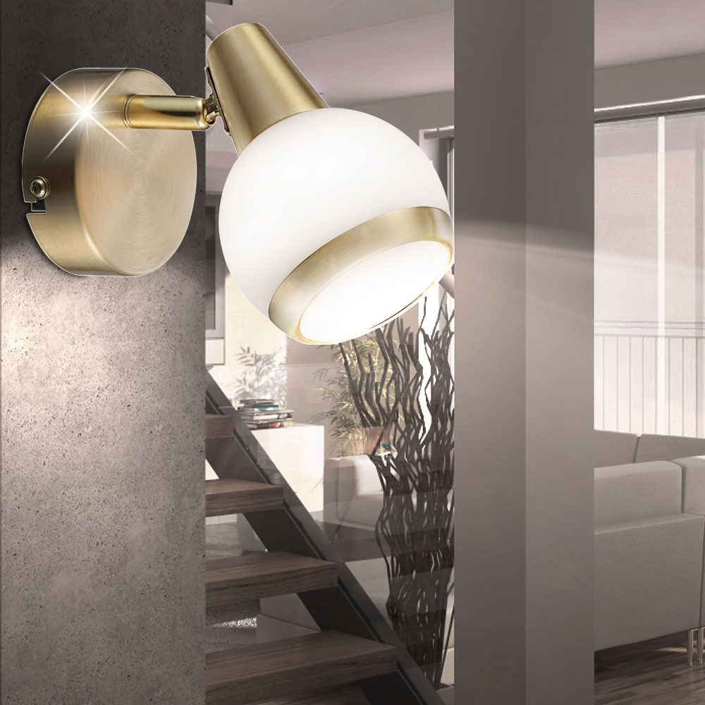 Design Wand Beleuchtung Wohn Ess Zimmer Lese Leuchte Glas opal weiss Flur Lampe