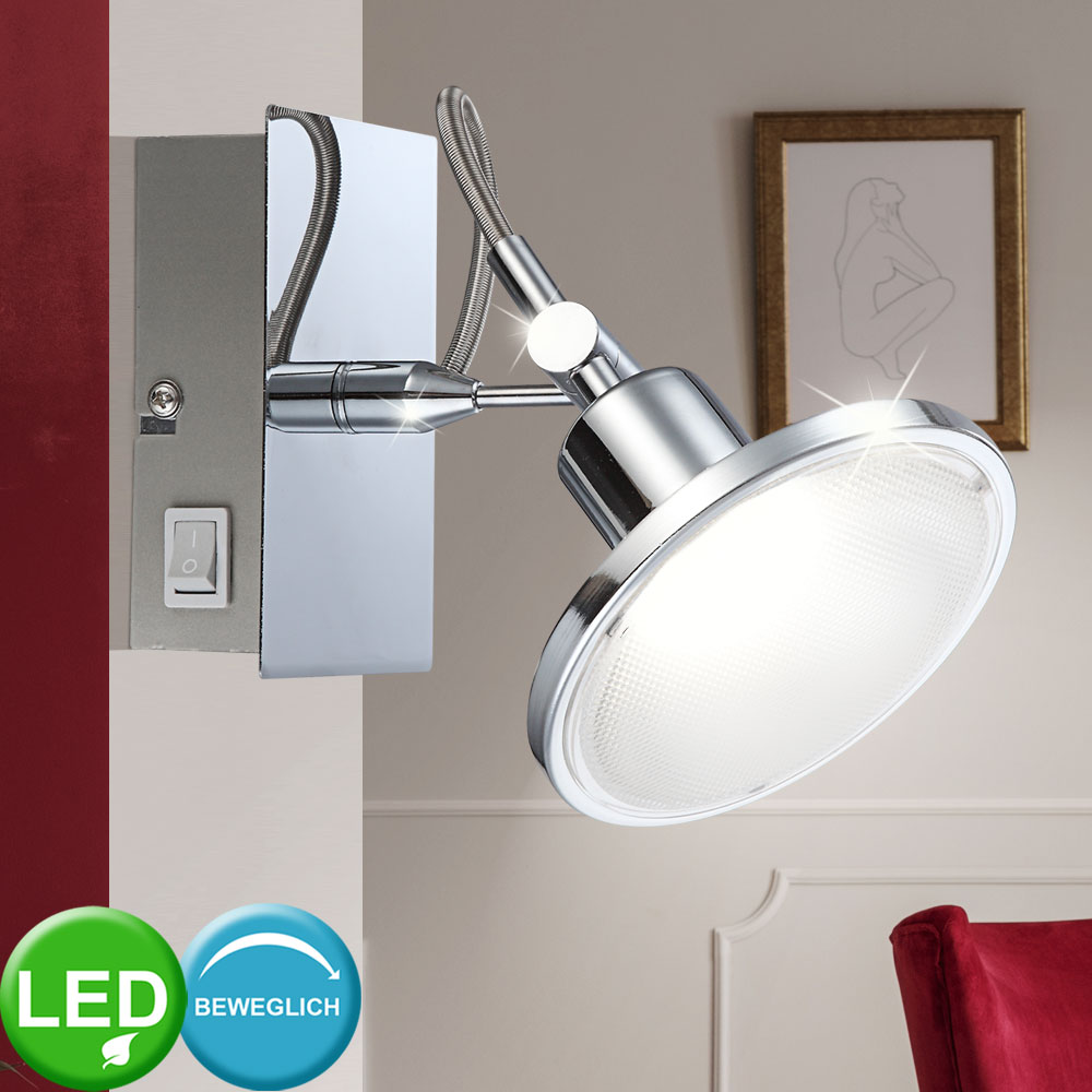 LED Wand Spot Strahler Schlaf Ess Zimmer Beleuchtung Chrom Lese Lampe beweglich