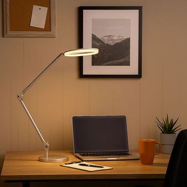 Lampada da tavolo a LED, argento, regolabile, H 80 cm