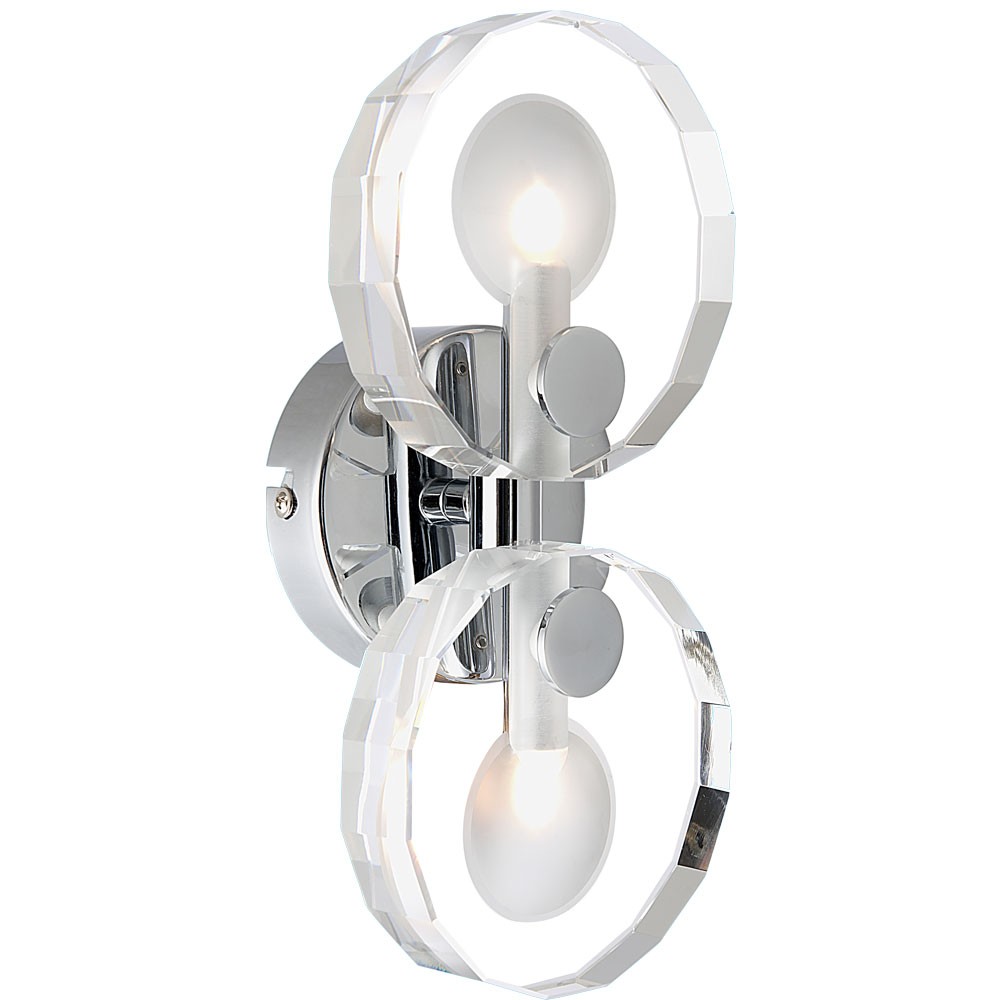 Design Wand Glas Beleuchtung 2-flg Badezimmer Halogen Kristall Chrom