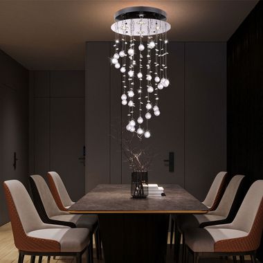 Suspension LED, cristaux, chrome, H 65 cm, ST. TROPEZ