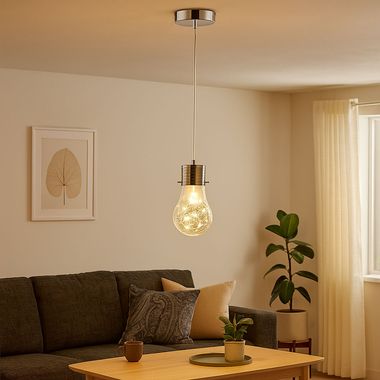 Lampa wisząca, wzór Edison, siatka druciana, szkło, D 12 cm